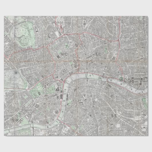  kaart van de Londense stad Cadeaupapier (Vlak)