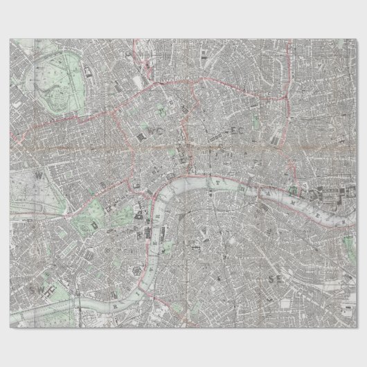 kaart van de Londense stad Cadeaupapier (Vlak)