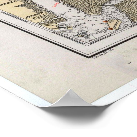  kaart van de Long Island Sound (1934) Poster (Hoek)