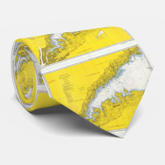  kaart van de Long Island Sound (1958) Stropdas (Opgerold)