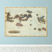 kaart van de Maagdeneilanden (1823) Canvas Afdruk (Insitu (Houten vloer))