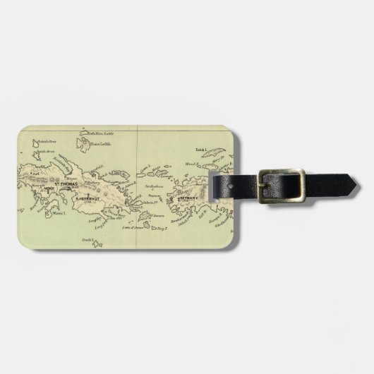  kaart van de Maagdeneilanden (1853) Bagagelabel (Voorkant horizontaal)