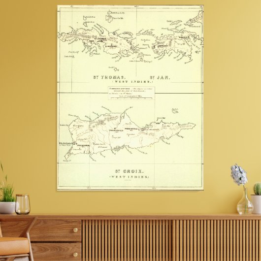 kaart van de Maagdeneilanden (1853) Canvas Afdruk (Insitu (Woonkamer))