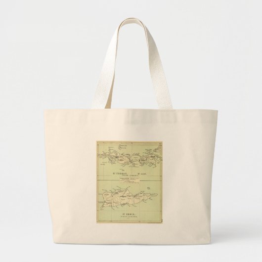  kaart van de Maagdeneilanden (1853) Grote Tote Bag (Voorkant)