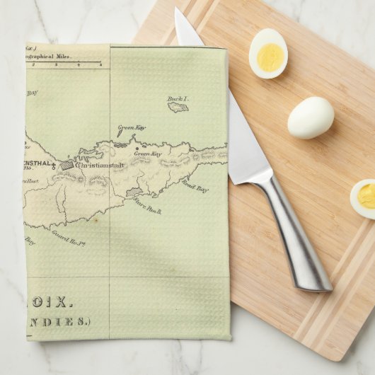  kaart van de Maagdeneilanden (1853) Theedoek (Quarter Fold)