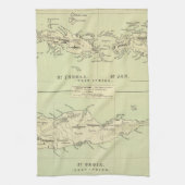  kaart van de Maagdeneilanden (1853) Theedoek (Verticaal)