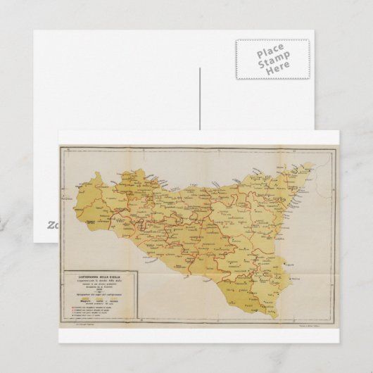 Kaart van de maffia-activiteit in Sicilië 1900 (Voorkant / Achterkant)