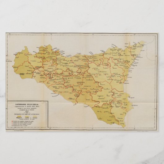 Kaart van de maffia-activiteit in Sicilië 1900 (Voorkant)
