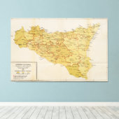 Kaart van de maffia-activiteit in Sicilië 1900 Canvas Afdruk (Insitu (Houten vloer))
