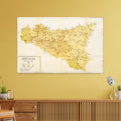 Kaart van de maffia-activiteit in Sicilië 1900 Canvas Afdruk (Insitu (Woonkamer))