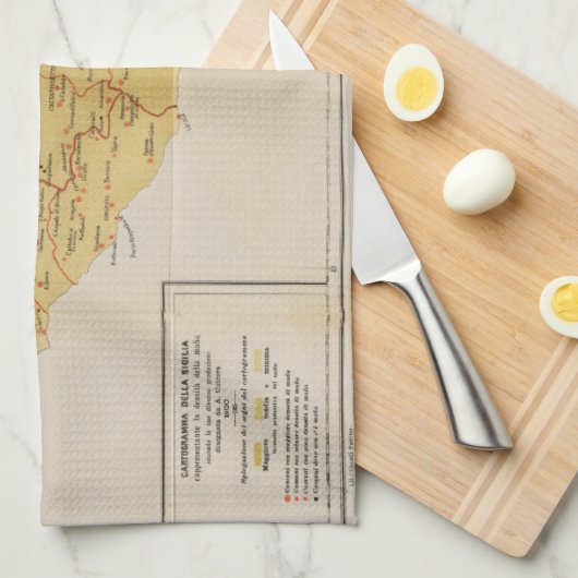 Kaart van de maffia-activiteit in Sicilië 1900 Theedoek (Quarter Fold)