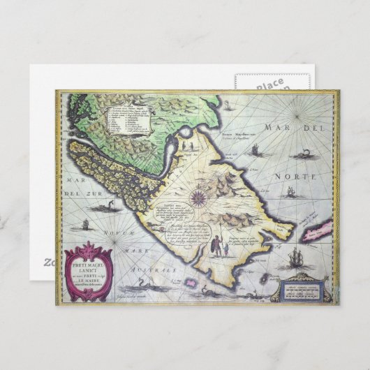 Kaart van de Magellan-Straat, Patagonia (Voorkant / Achterkant)