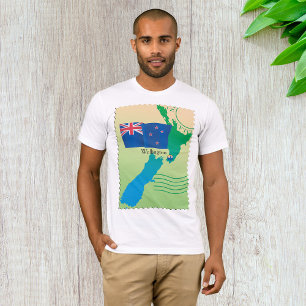 Kaart van de Mannen T-shirt van Nieuw-Zeeland