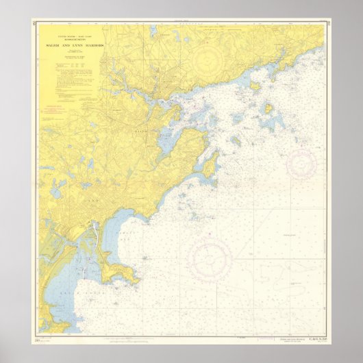  kaart van de massachusetts van de Noordkust (1957 Poster (Voorkant)