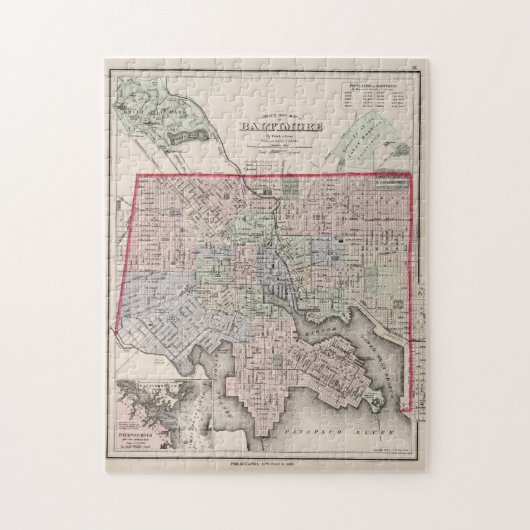  kaart van de MD van Baltimore (1876) Legpuzzel (Verticaal)