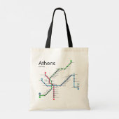 Kaart van de metro van Athene Tote Bag (Achterkant)