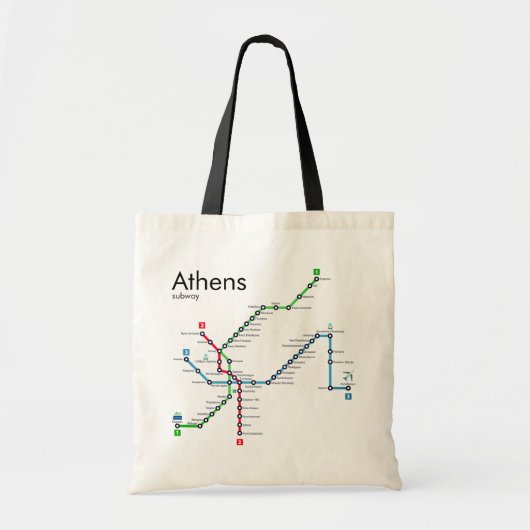 Kaart van de metro van Athene Tote Bag (Voorkant)