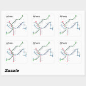 Kaart van de metro van Athene Vierkante Sticker (Vel)