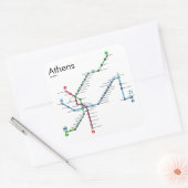 Kaart van de metro van Athene Vierkante Sticker (Envelop)
