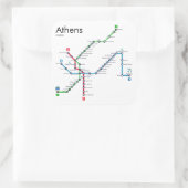 Kaart van de metro van Athene Vierkante Sticker (Tas)
