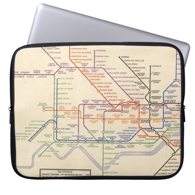 Kaart van de metro van Londen Laptop Sleeve (Voorkant)