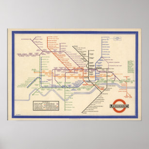 Kaart van de metro van Londen Poster