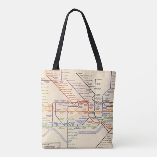Kaart van de metro van Londen Tote Bag (Achterkant)
