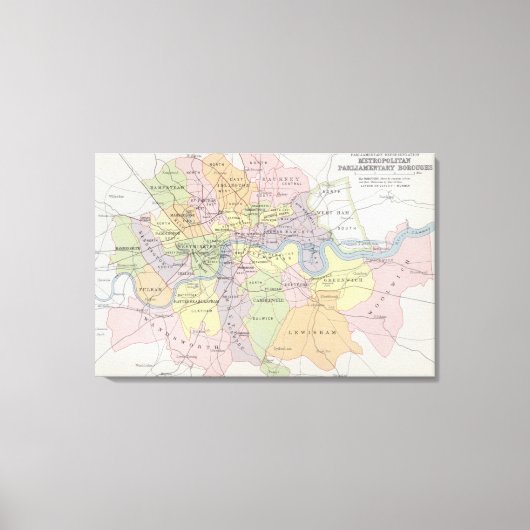 Kaart van de metropolitane parlementaire wijken canvas afdruk (Voorkant)