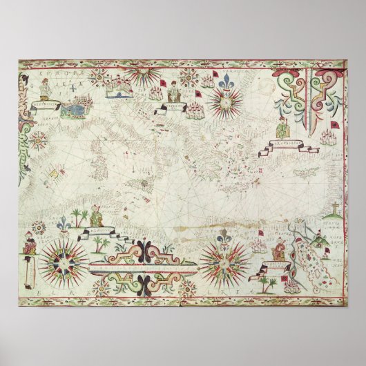 Kaart van de Middellandse Zee, 1625 Poster (Voorkant)