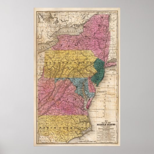 Kaart van de Midden-Staten Poster (Voorkant)