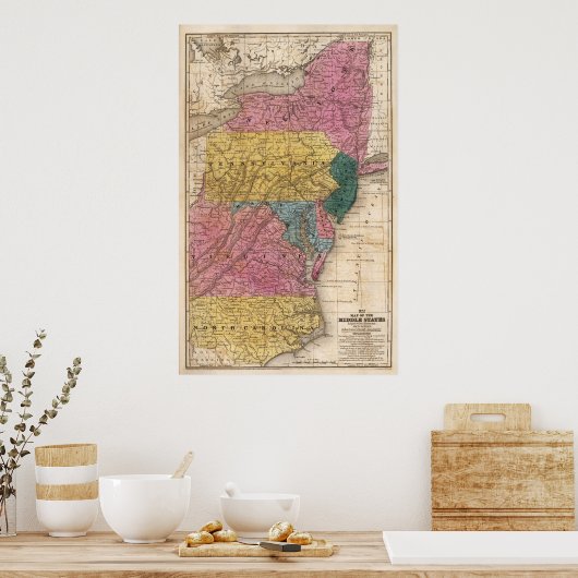 Kaart van de Midden-Staten Poster (Keuken)