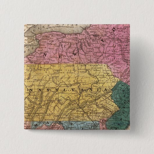Kaart van de Midden-Staten Vierkante Button 5,1 Cm (Voorkant)