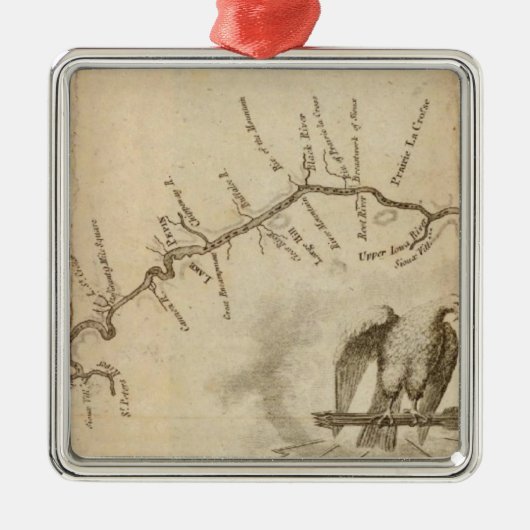 Kaart van de Mississippi Metalen Ornament (Voorkant)