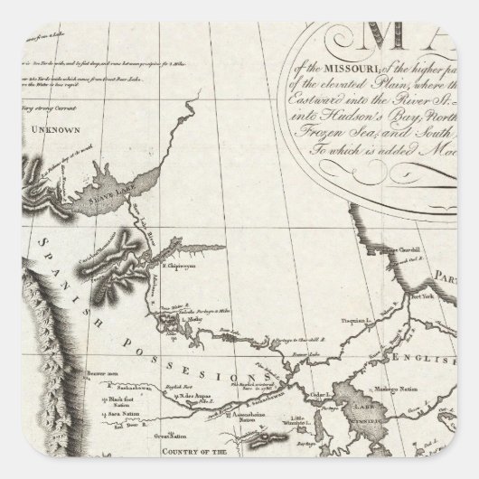 Kaart van de Missouri Vierkante Sticker (Voorkant)