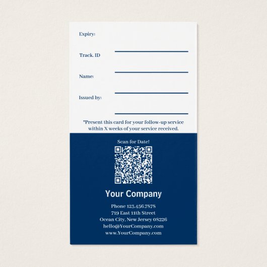 Kaart van de moderne opvolgservice voor foto's (Achterkant)