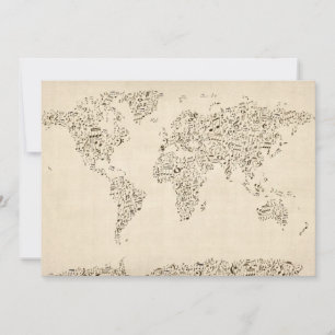 Kaart van de muzieknoten van de wereld