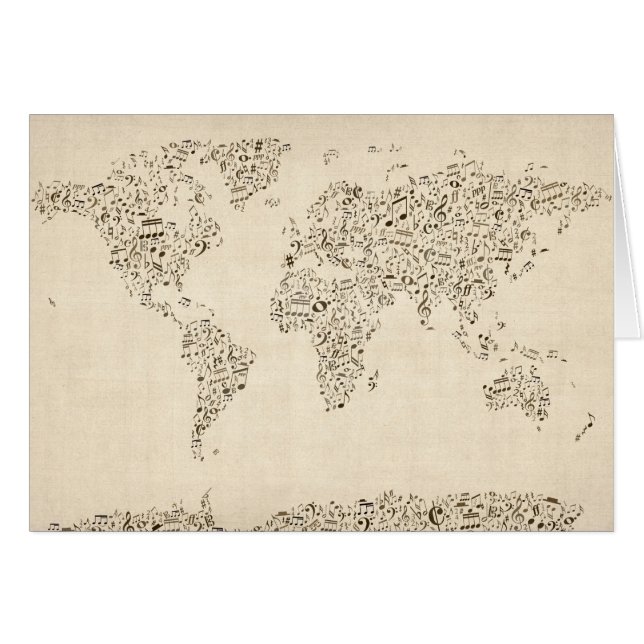 Kaart van de muzieknoten van de wereld (Voorkant Horizontaal)