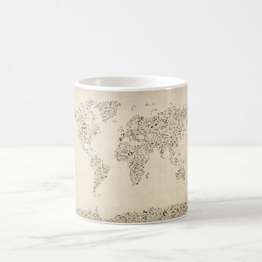 Kaart van de muzieknoten van de wereld koffiemok (Center)