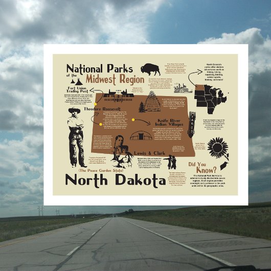 Kaart van de nationale parken van North Dakota
