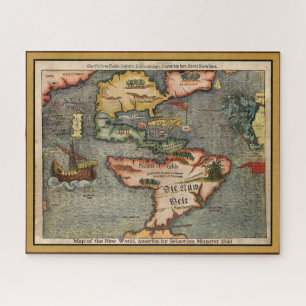 Kaart van de Nieuwe Wereld, Amerika van Sebastian Legpuzzel