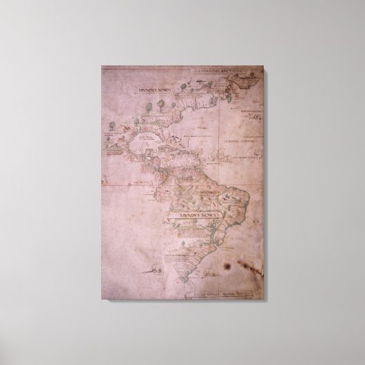 Kaart van de Nieuwe Wereld, c.1532 Canvas Afdruk (Voorkant)