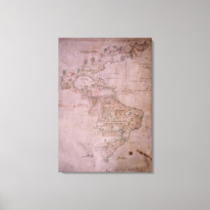Kaart van de Nieuwe Wereld, c.1532 Canvas Afdruk