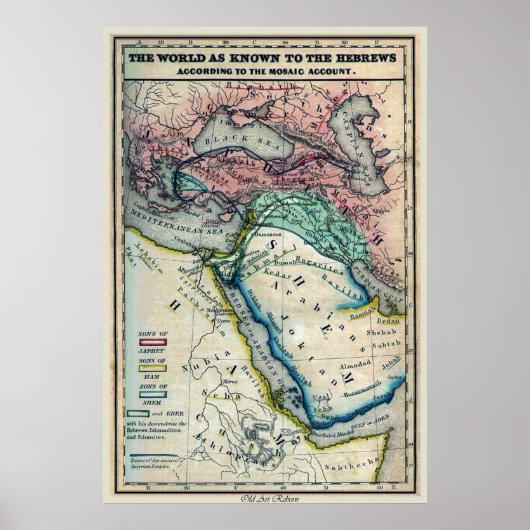 Kaart van de "Noah's wereld" Poster (Voorkant)