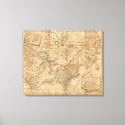 Kaart van de Noord- en Midden-Staten Canvas Afdruk (Voorkant)