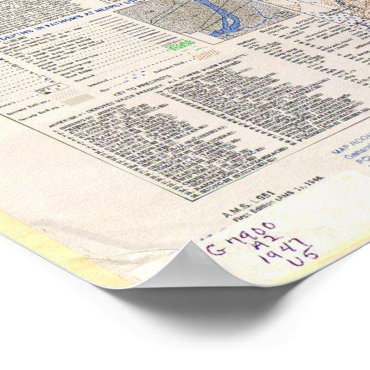 Kaart van de Noord-Koreaanse stad Pyongyang in 194 Poster (Hoek)