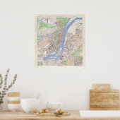 Kaart van de Noord-Koreaanse stad Pyongyang in 194 Poster (Keuken)