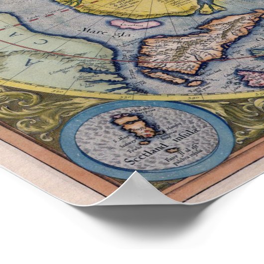 Kaart van de Noordpool / Hyperborea Poster (Hoek)