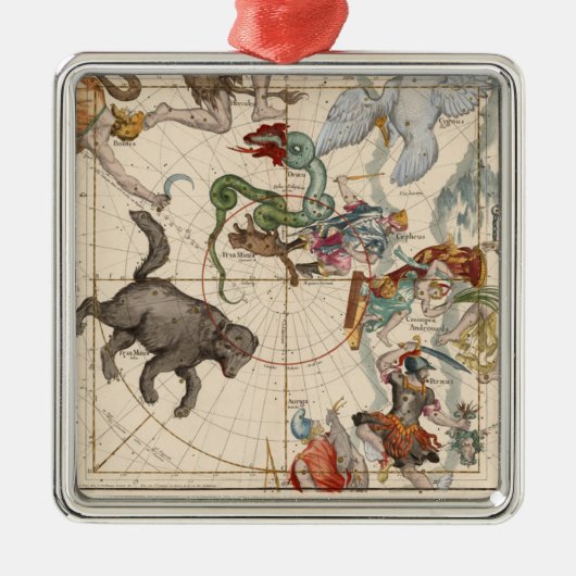  kaart van de Noordpool Metalen Ornament (Voorkant)