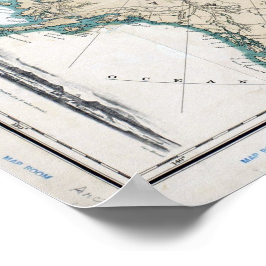 kaart van de Noordpool Poster (Hoek)