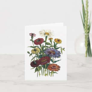 Kaart van de Nota van de Waterverf van Zinnias de